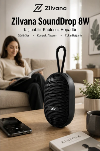 Zilvana GoSound 8W TF Kart ve USB Destekli Taşınabilir Speaker Bluetooth Hoparlör ürün görseli 1