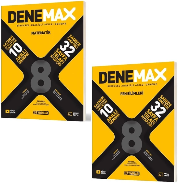 Hız 2026 8. Sınıf Lgs Matematik + Fen Bilimleri Akıllı Deneme Denemax Seti 2 Kitap ürün görseli 1