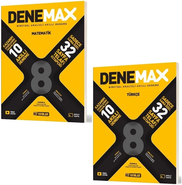 Hız 2026 8. Sınıf Lgs Matematik + Türkçe Akıllı Deneme Denemax Seti 2 Kitap ürün görseli 1