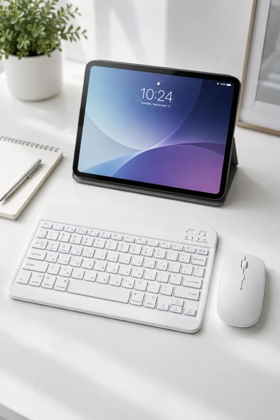 Zilvana Ultra İnce Bluetooth Beyaz Klavye Mouse Seti Tablet & Laptop İçin ürün görseli 1
