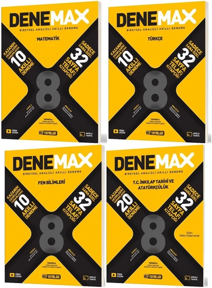 Hız 2026 8. Sınıf Lgs Matematik + Türkçe + Fen + İnkılap Akıllı Deneme Denemax Seti 4 Kitap ürün görseli 1