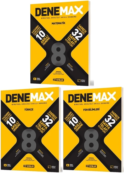 Hız 2026 8. Sınıf Lgs Matematik + Türkçe + Fen Akıllı Deneme Denemax Seti 3 Kitap ürün görseli 1