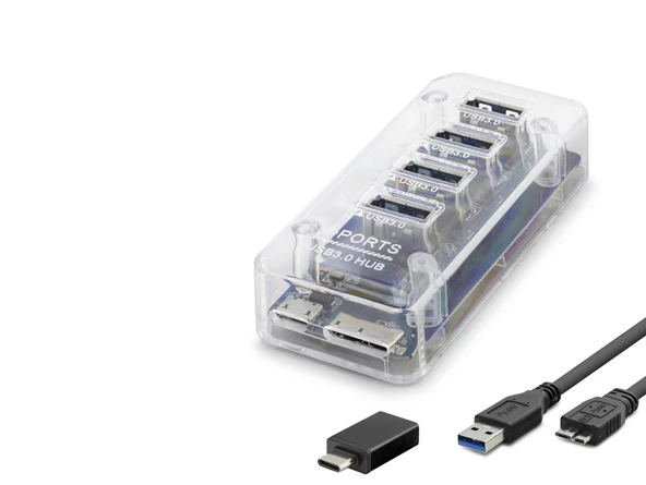 Usb Type-c 3.1 Gen1 Hub 4 Port 5 Gbps Şeffaf U336 ürün görseli 1