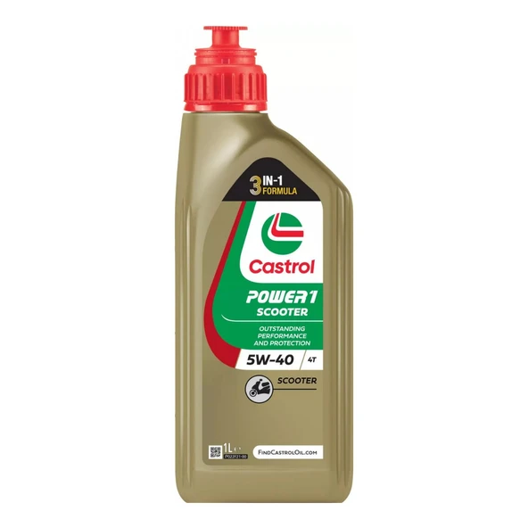 CASTROL POWER1 5W40 4T SCOOTER YAĞ 1LT ürün görseli 1