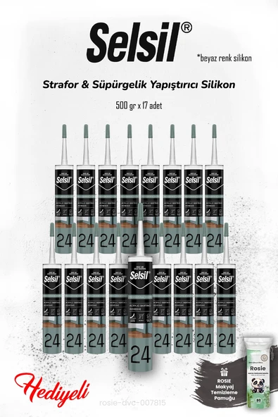 17 adet Selsil Beyaz Renk Strafor & Süpürgelik Silikon 300 ml ve ROSIE ürün görseli 1