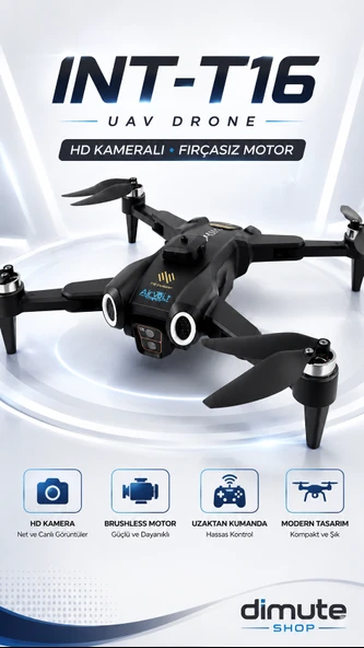 INT-T16 UAV Drone HD Kamera Fırçasız Motorlu Uzaktan Kumandalı Katlanabilir Drone ürün görseli 1