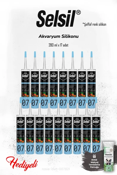 17 adet Selsil Akvaryum Silikon Şeffaf ve ROSIE ürün görseli 1