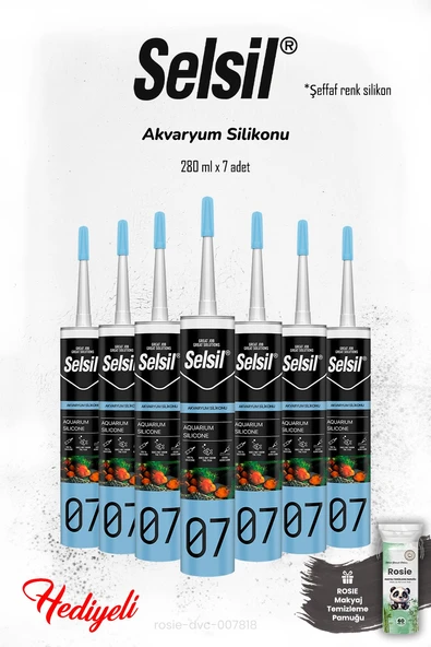 Selsil 7'li Şeffaf Akvaryum Silikon ve ROSIE ürün görseli 1