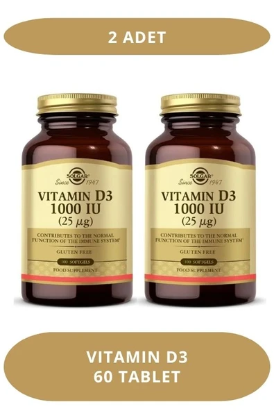 Solgar Vitamin D3 1000 IU 100 Yumuşak Kapsül (2 Adet) ürün görseli 1