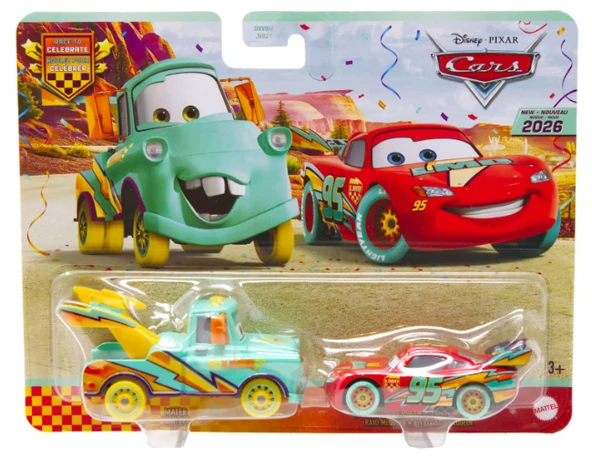 Disney Pixar Cars 25.yıl Özel Seri Race To Celebrate Metal Mater & Lighting Mcqueen ürün görseli 1