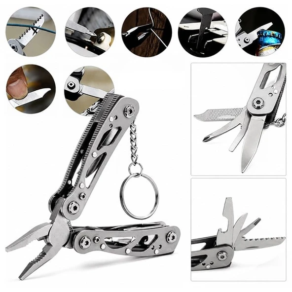 Powermaster PM-24603 Paslanmaz Çelik Katlanabilir Çok Fonksiyonlu Pense Multitool Çakı Anahtarlık ürün görseli 1