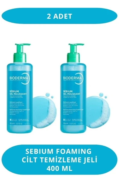 Bioderma Sebium Foaming Cilt Temizleme Jeli 400 ml (2 Adet) ürün görseli 1