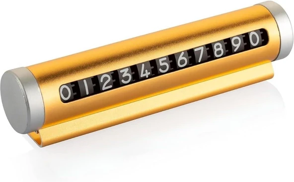 3B Trend Lüx Gold Torpido Üstü Park Numaratörü Silindir Tasarım Araç İçi Telefon Numarası ürün görseli 1