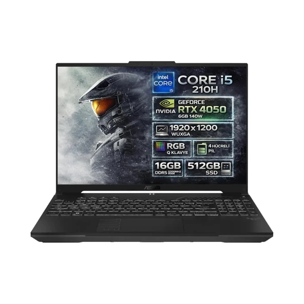 Tuf Gaming F16 FX607VU-RL144-GAMING Intel Core 5 210H 16GB Ddr5 5200MHZ 1tb SSD Rtx 4050 6gb (140W) 144Hz 16" IPS Panel Wuxga W11P Taşınabilir Bilgisayar ürün görseli 1