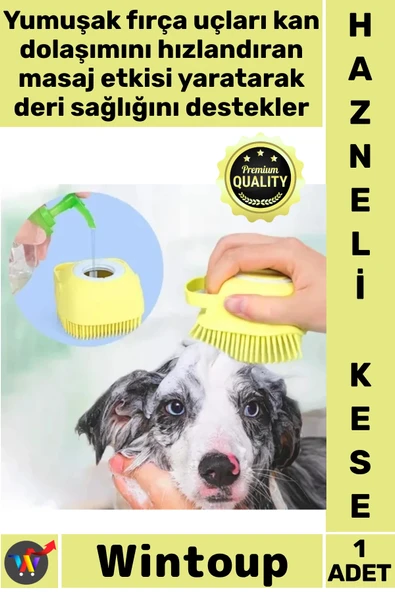 #Kese Yumuşak Silikon Masaj Etkili Pratik Şık Banyo Fırçası Şampuan Hazneli Kedi Köpek Yıkama Kesesi ürün görseli 1