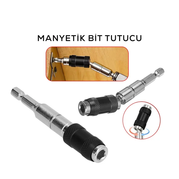 MAFSALLI MANYETİK BİTS TUTUCU 1/4 DÖNER BAŞLIK = 0-20° (5224) ürün görseli 1