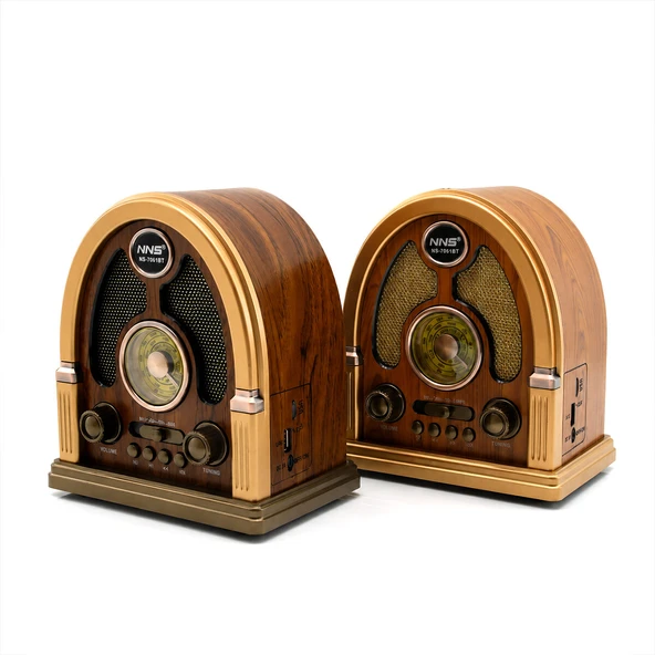 USB ŞARJLI - NOSTALJİ BLUETOOTH İBRELİ FM RADYO MP3 USB - TF PLAYER SPEAKER NS-7061BT PL-4711 (5224) ürün görseli 1