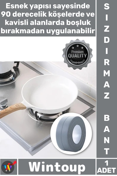 #Bant Mutfak Banyo Lavabo Kenar Koruyucu Esnek Kendinden Yapışkanlı Şık Güçlü Su Sızdırmaz Bant Gri ürün görseli 1