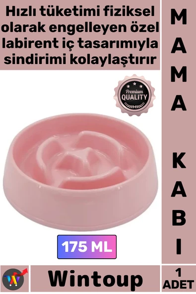 #MamaKabı Hızlı Yeme Önleyen Pet Kedi Köpek Sağlık Dostu Kalite Plastik Yavaş Mama Yeme Kabı 175 Ml ürün görseli 1