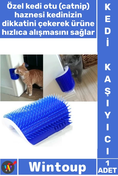 #KediAparatı Duvara Monte Köşe Masaj Fırçası Ergonomik Kedi Otu Hazneli Cat It Kedi Kaşınma Aparatı ürün görseli 1