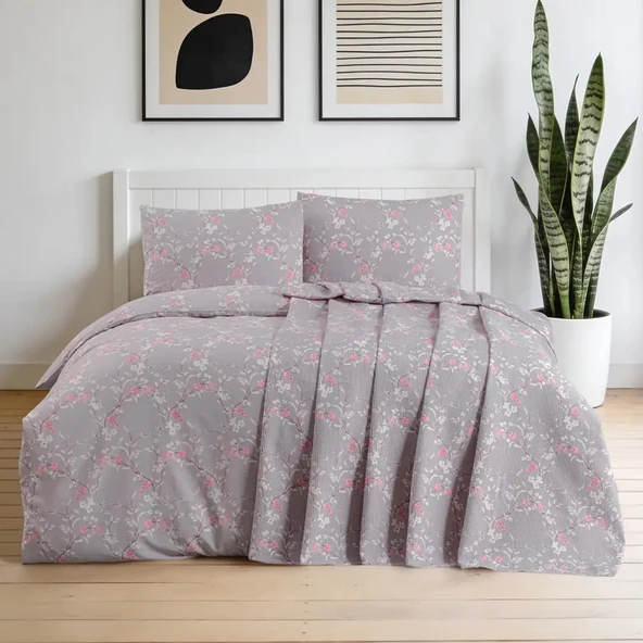 Aryıldız Home Lavia Ranforce Baskılı Çift Kişilik Pike ürün görseli 1