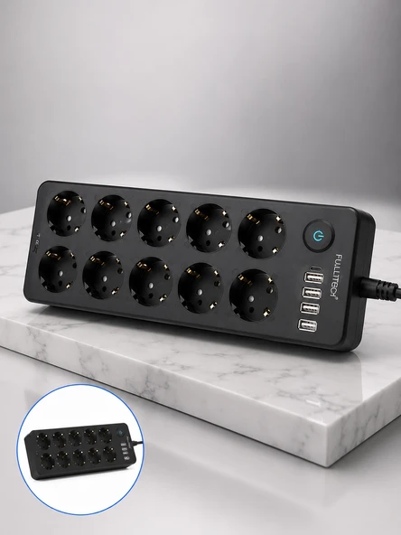 Usb Şarj Özellikli 10'Lu Çoklu Priz - Resim 5
