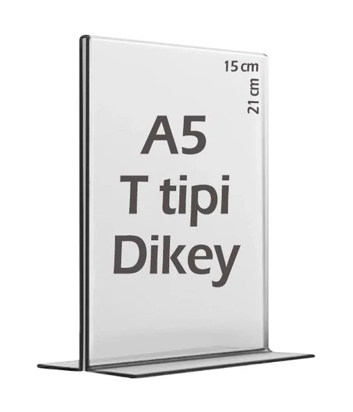 A5 T-Tipi Dikey Şeffaf   Föylük Menü Broşür Etiket Fotoğraflık Albüm Stand Sehpa ürün görseli 1