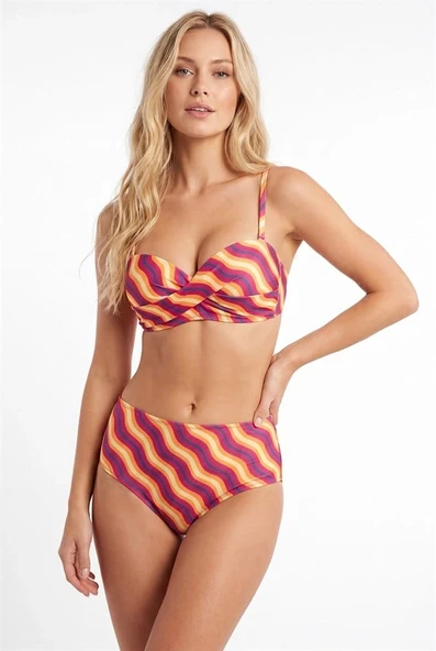 Nevamel® Renkli Straplez Yüksek Bel Bikini Takımı ürün görseli 1