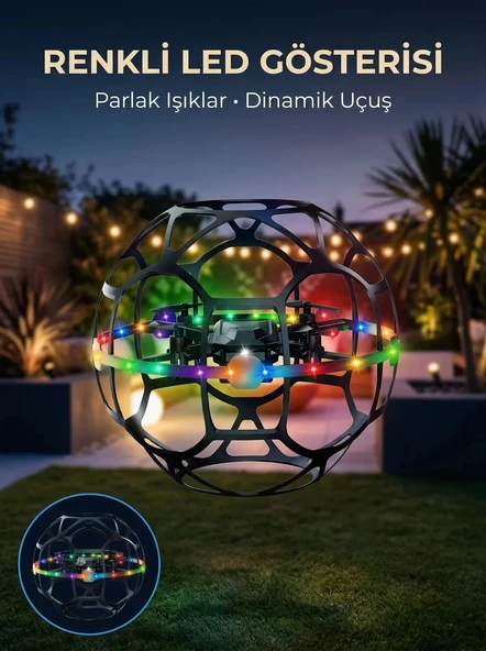 Nevamel® Şarjlı Futbol Topu Tasarımlı Mini Drone LED Aydınlatmalı Akıllı ürün görseli 1