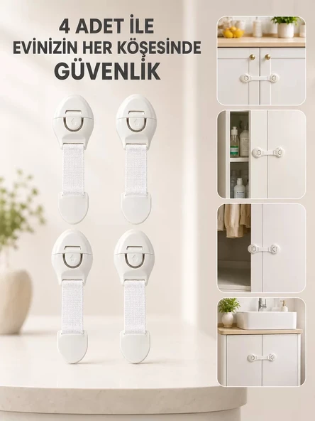 Nevamel® 4 Adet Çok Amaçlı Çocuk Güvenlik Kilidi Dolap Çekmece ve Gardırop İçin ürün görseli 1