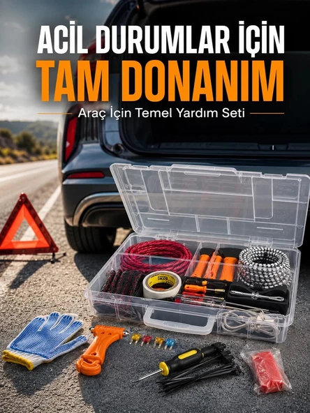 Nevamel® 27 Parça Profesyonel Oto Acil Durum ve Araç Yardım Ekipman Seti Taşıma Kutulu ürün görseli 1