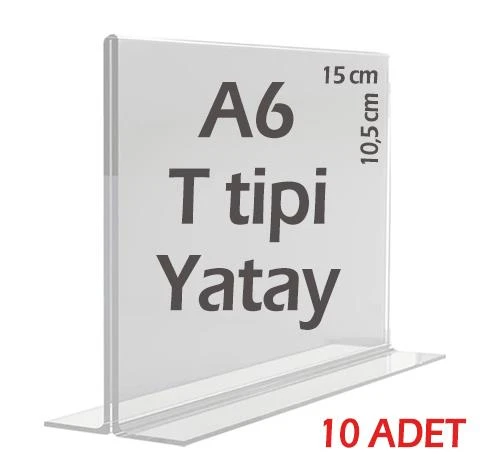 A6 T-Tipi Yatay Şeffaf   Föylük Menü Broşür Etiket Fotoğraflık Albüm Stand Sehpa (10 Adet) ürün görseli 1