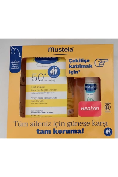 Mustela Spf50+ Çok Yüksek Koruma Faktörlü Güneş Losyonu 100ml + Hydrabebe Vücut Losyonu 50ml ürün görseli 1