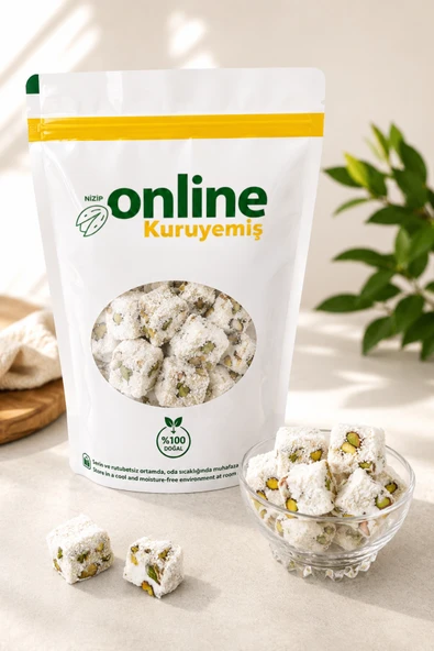 Lokum Antep Fıstıklı Hindistan Cevizli Kavrulmuş - 500 gr ürün görseli 1