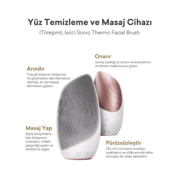 Geske Titreşimli Yüz Temizleme ve Isılı Masaj Cihazı Beyaz ürün görseli 1
