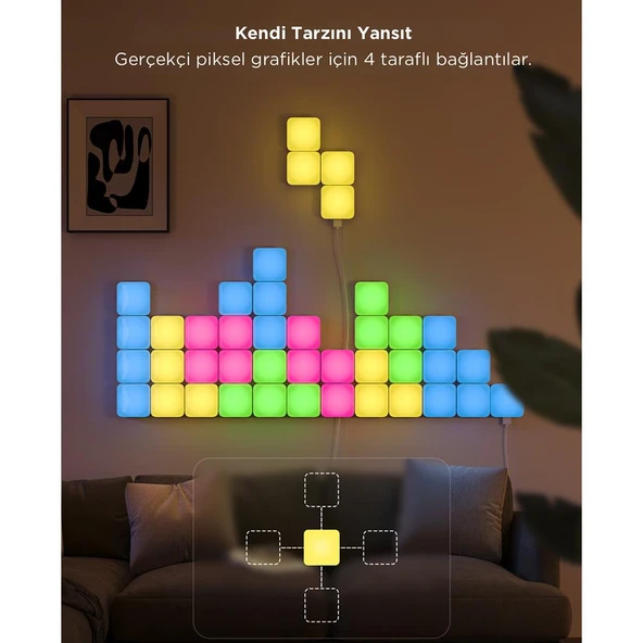 Govee Mini Panel Gaming Kare Duvar Aydınlatması 10 Parçalı ürün görseli 1