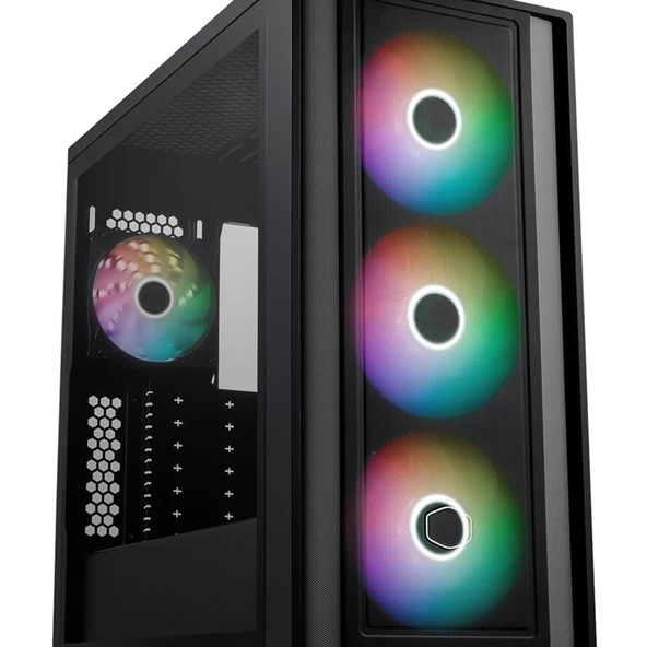 COOLER MASTER MASTERBOX 600 TG Mesh 3X140MM ARGB MidT ATX SİYAH KASA ürün görseli 1
