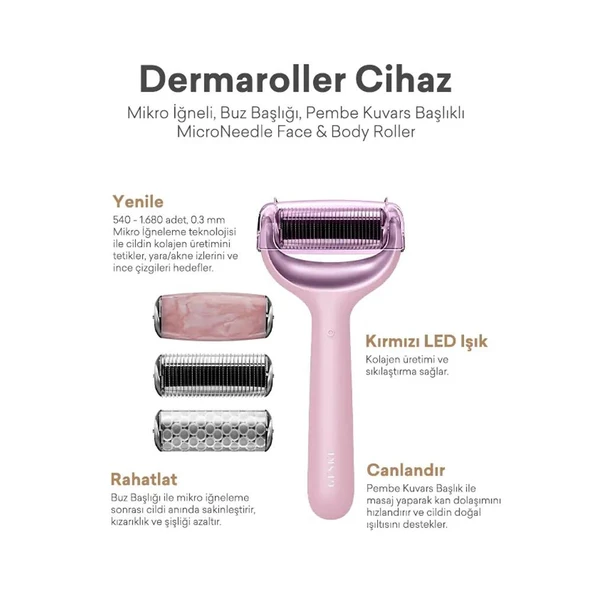 Geske Mikro İğneli, Buz Başlığı, Pembe Kuvars Başlıklı Dermaroller ürün görseli 1