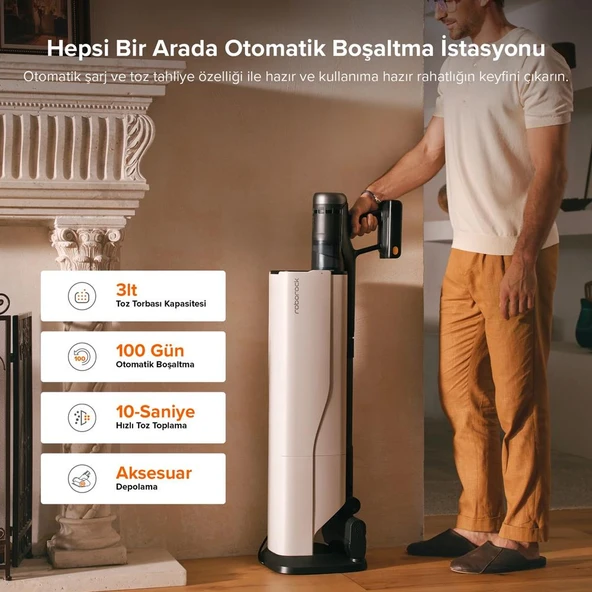 Roborock H60 Hub Ultra Beyaz Dikey Süpürge ürün görseli 1