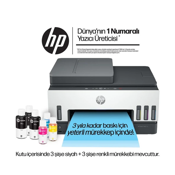 HP SMART TANK 790 ÇOK FONKSİYONLU FAKS / ADF / DUBLEKS KABLOSUZ MÜREKKEP TANKLI YAZICI ürün görseli 1
