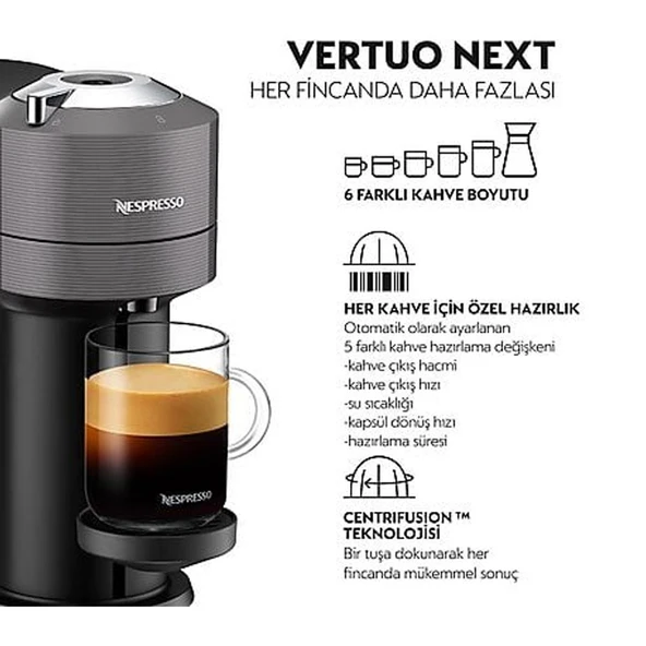 Nespresso Vertuo Next C Kapsüllü Kahve Makinesi Gri ürün görseli 1