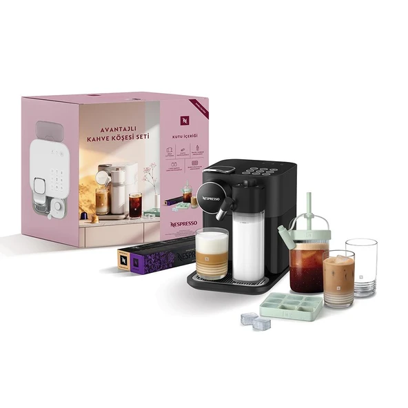 Nespresso F541 Gran Lattissima Kapsüllü Kahve Makinesi Anneler Günü Seti Siyah ürün görseli 1