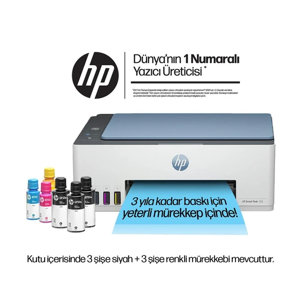 HP SMART TANK 585 ÇOK FONKSİYONLU KABLOSUZ MÜREKKEP TANKLI YAZICI ürün görseli 1