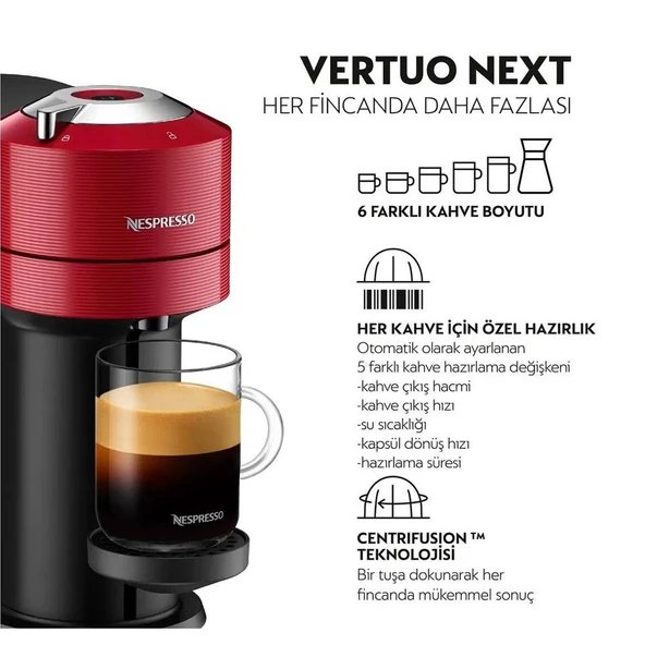 Nespresso Vertuo Next C Kapsüllü Kahve Makinesi Kırmızı ürün görseli 1