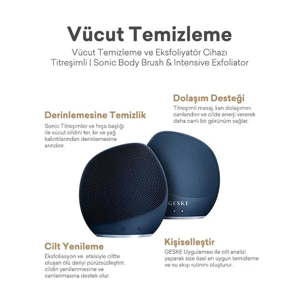 Geske Titreşimli Vücut Fırçası Ve Yoğun Eksfoliyatör Lacivert ürün görseli 1