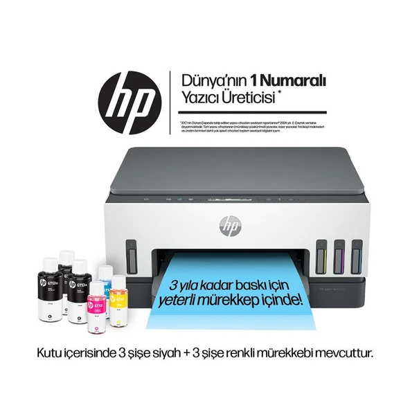 HP SMART TANK 720 ÇOK FONKSİYONLU DUBLEKS KABLOSUZ MÜREKKEP TANKLI YAZICI ürün görseli 1