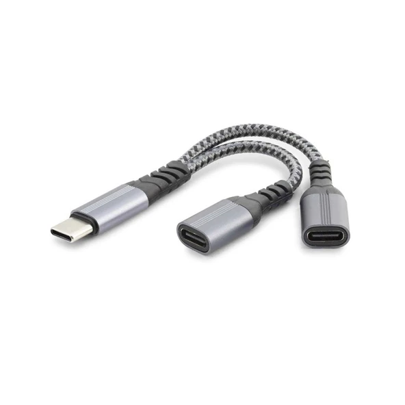 Type-C To 2 x Type-C F Kablo Car Şarj Siyah GJ-015 ürün görseli 1