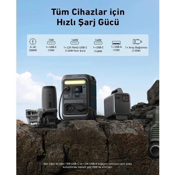 Anker Solix C300X AC 288 Wh 600W-Taşınabilir Güç Kaynağı ürün görseli 1