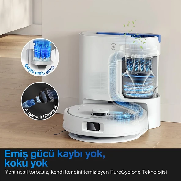 Ecovacs Deebot N20E Plus Beyaz Robot Süpürge ve Paspas ürün görseli 1