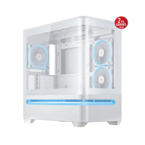 ASUS PRIME AP202 TG 3x120mm ARGB FANLI Micro ATX BEYAZ KASA ürün görseli 1